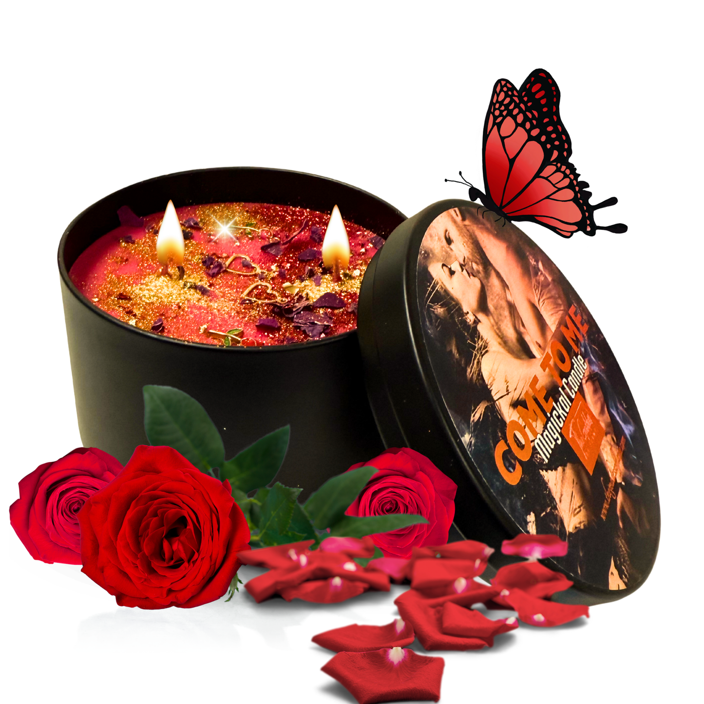 Come To Me Candle – Attraction & Love Ritual Intention Candle | Hand-Poured Soy Wax with Crystals & Herbs for Romance & Manifestation