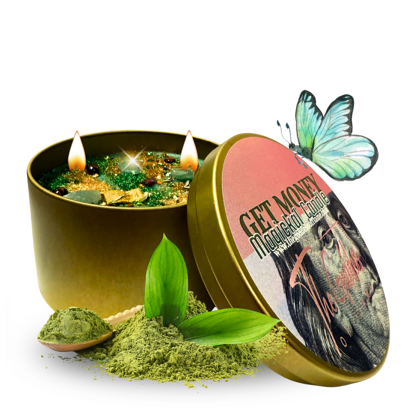 Get Money Candle – Spell & Ritual Candle for Wealth, Prosperity & Success | Spiritual Soy Wax Candle with Crystals & Herbs