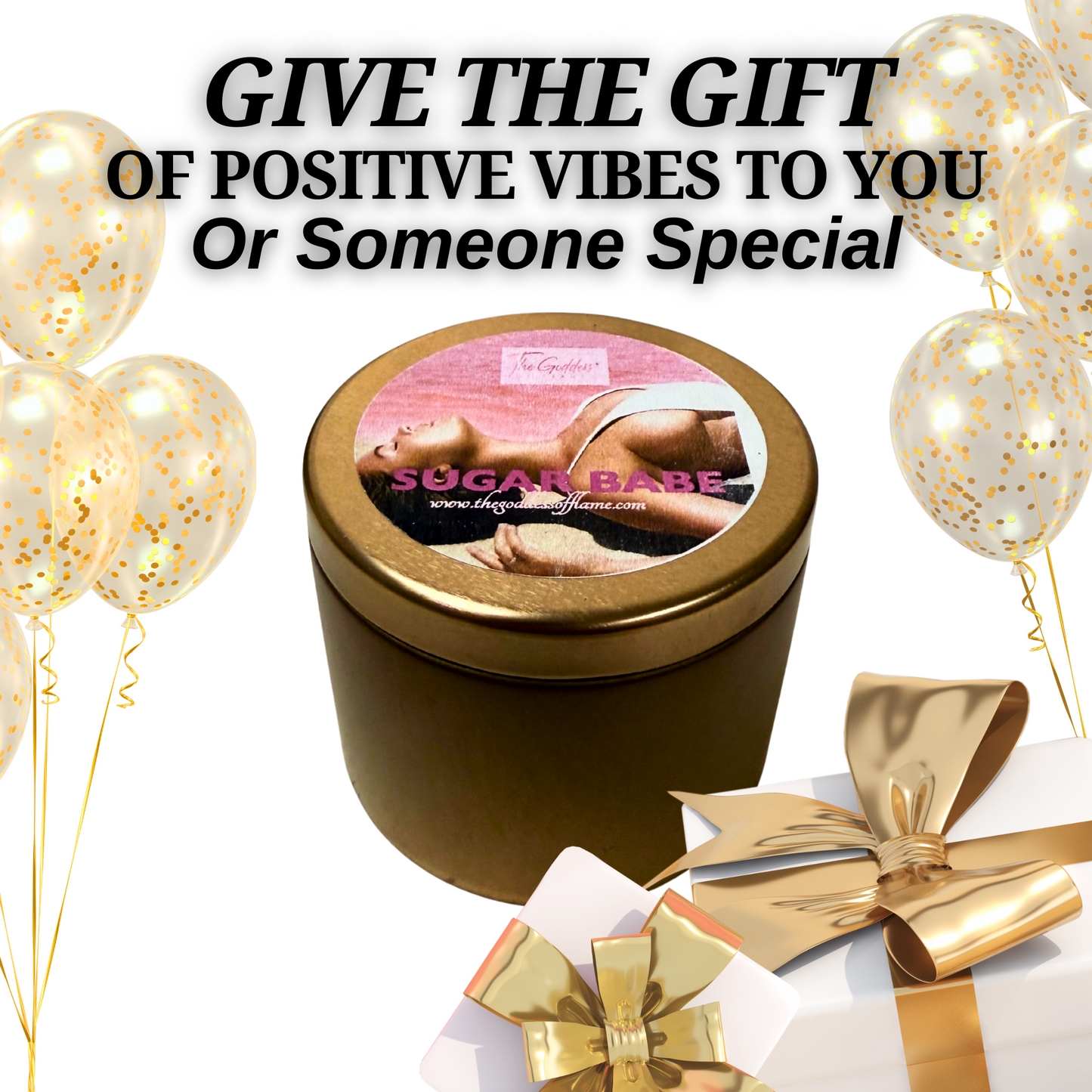 Feminine energy manifestation candle with gold shimmer