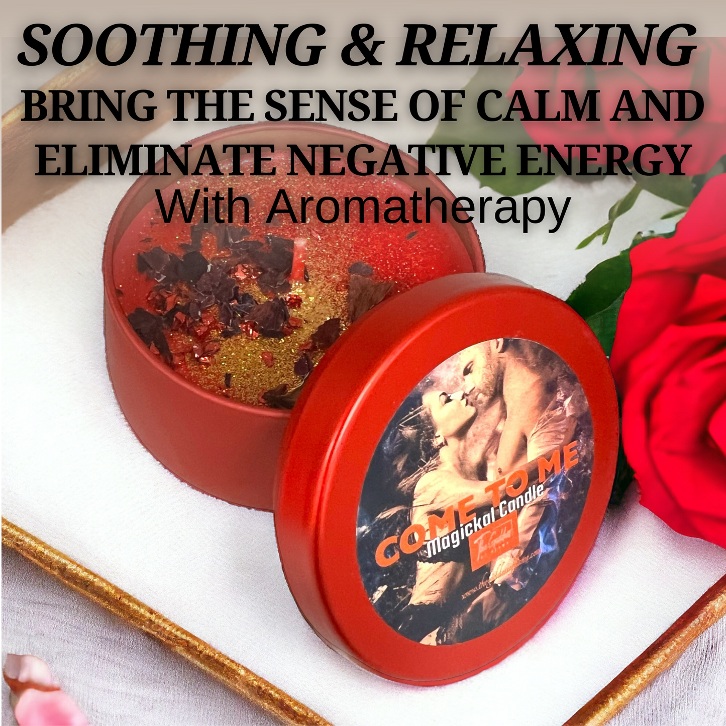 Come To Me candle on altar for attraction, love manifestation, and spiritual rituals