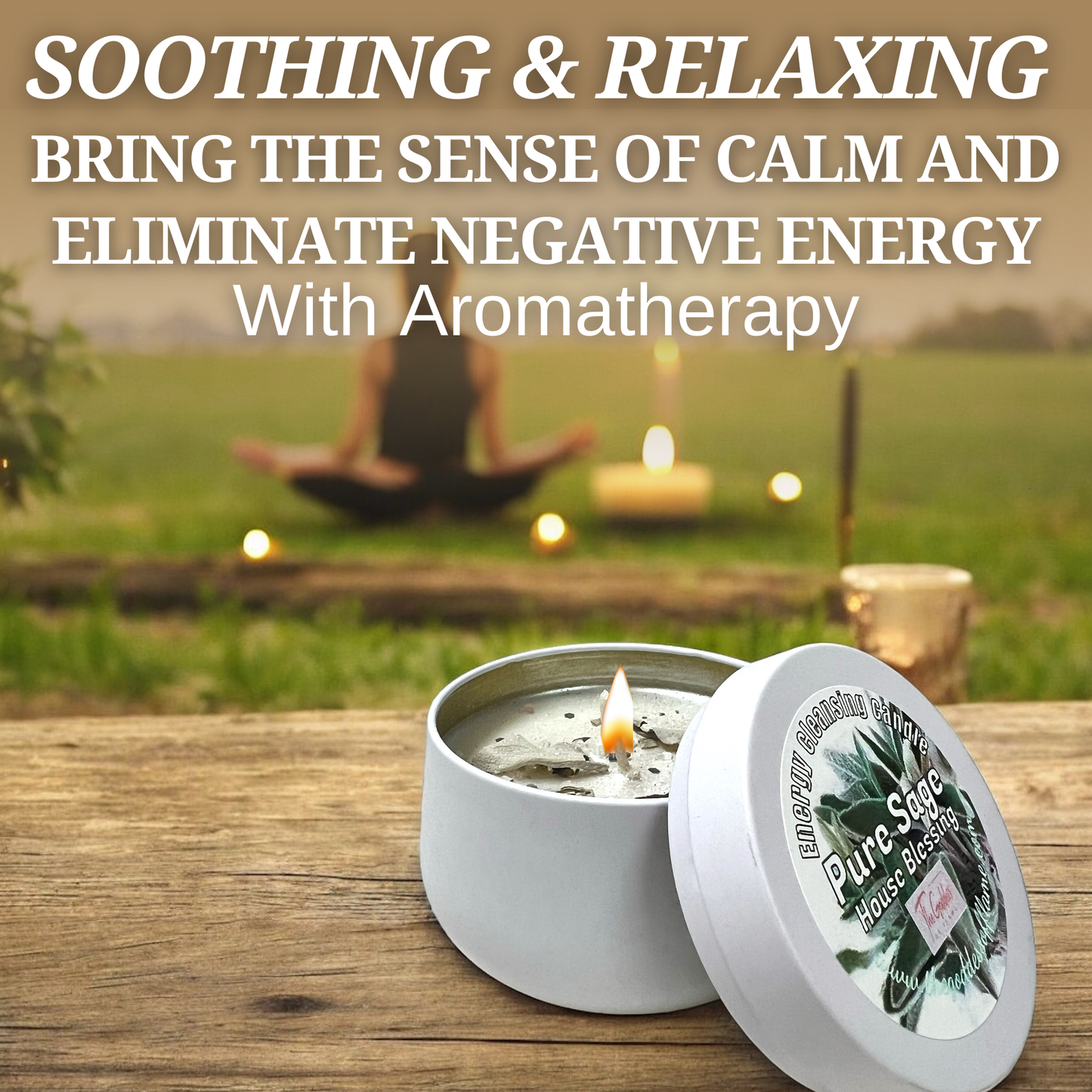 Sacred Sage Smudge Candle with Cotton Wick