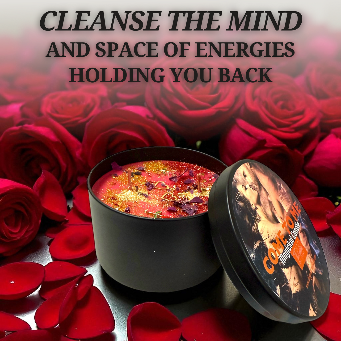 Come To Me Candle – Attraction & Love Ritual Intention Candle | Hand-Poured Soy Wax with Crystals & Herbs for Romance & Manifestation