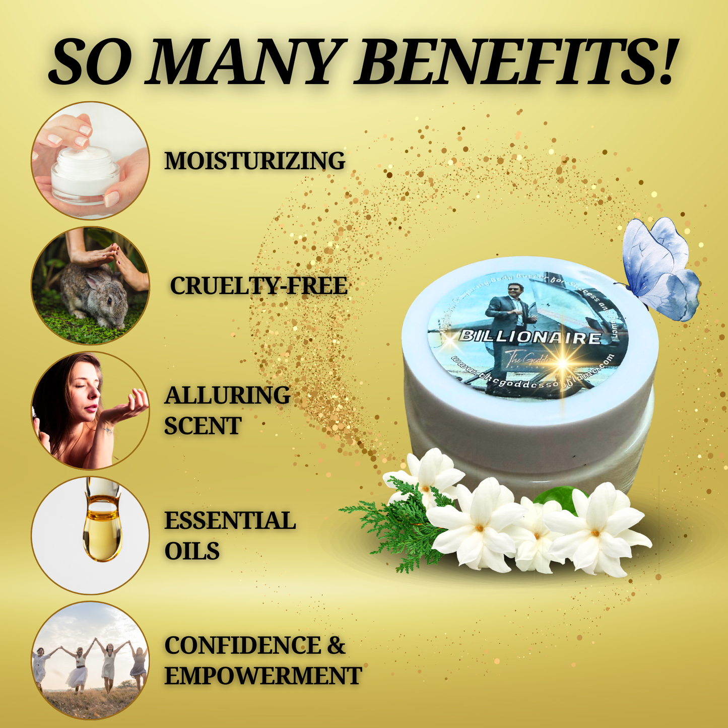 Luxury money magic body butter with oud and amber scent