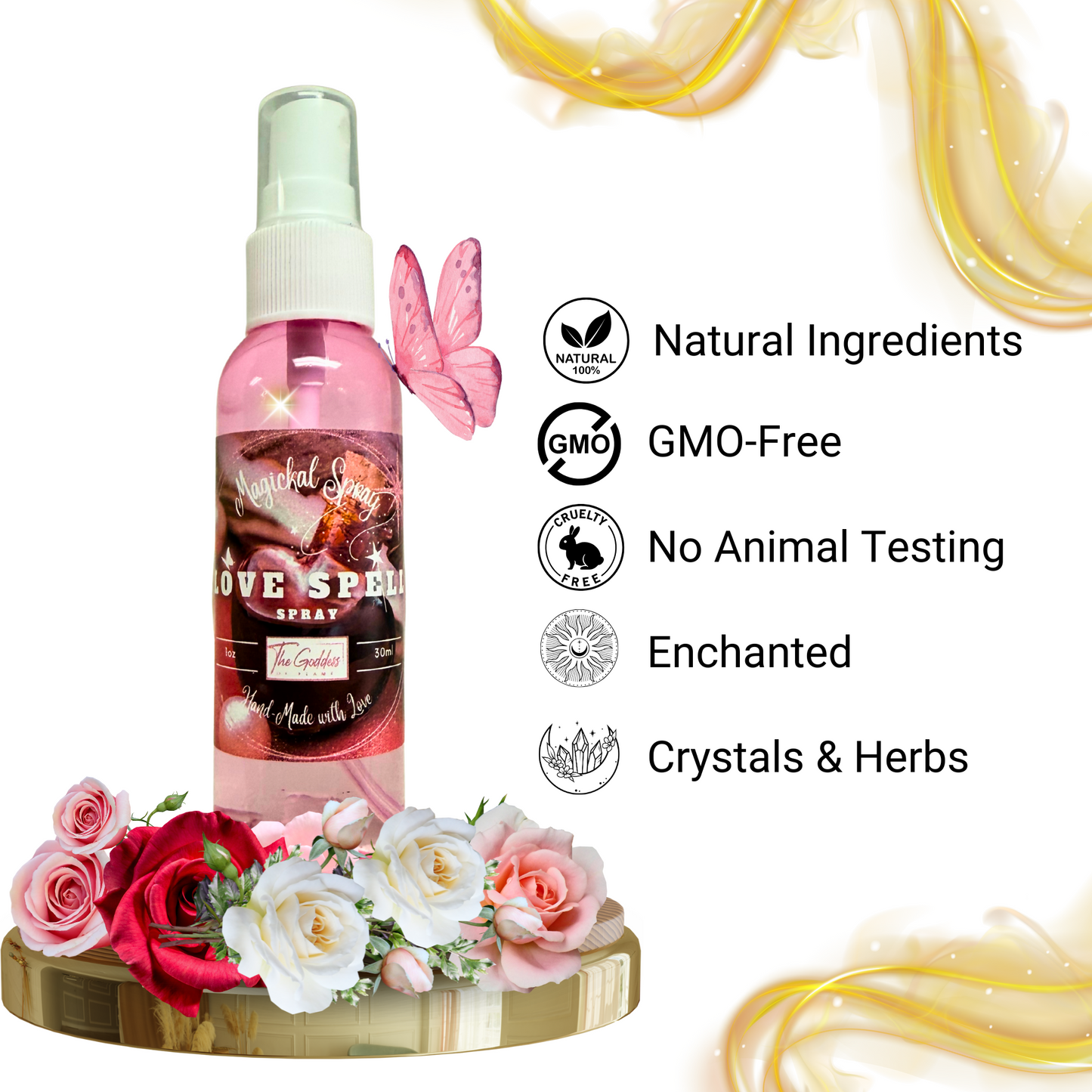 Love Spell Spray – Handmade Aura Mist for Attraction & Heart Chakra