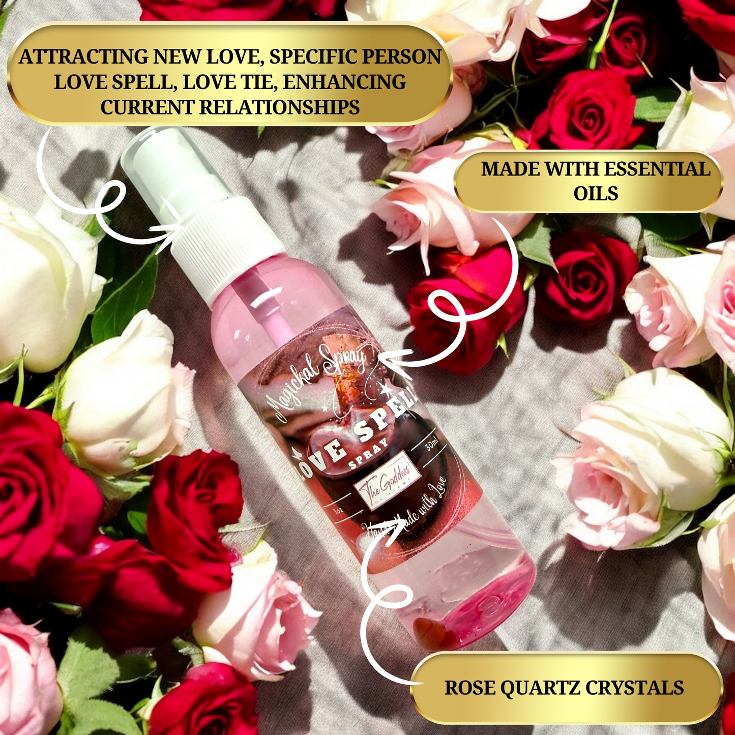 Love Spell Spray – Handmade Aura Mist for Attraction & Heart Chakra