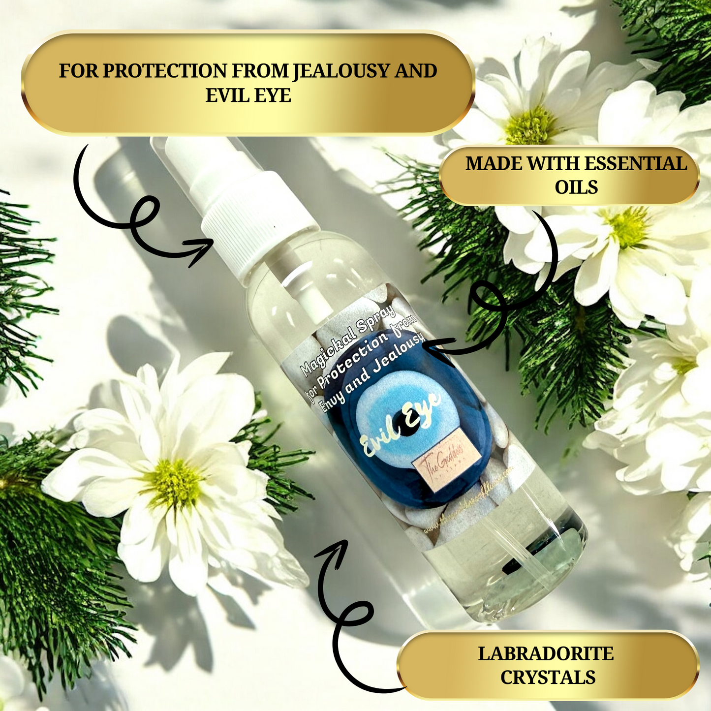 Evil Eye Protection Spray – Aura Cleansing Mist with Lavender, Sage & Crystal Energy