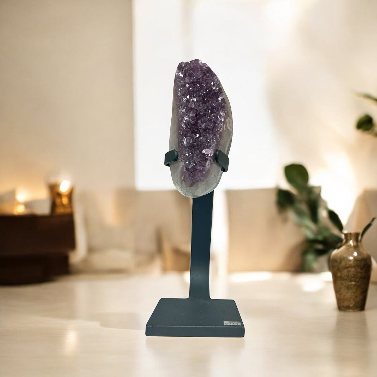 Large Crystal Amethyst Geode On Iron Stand