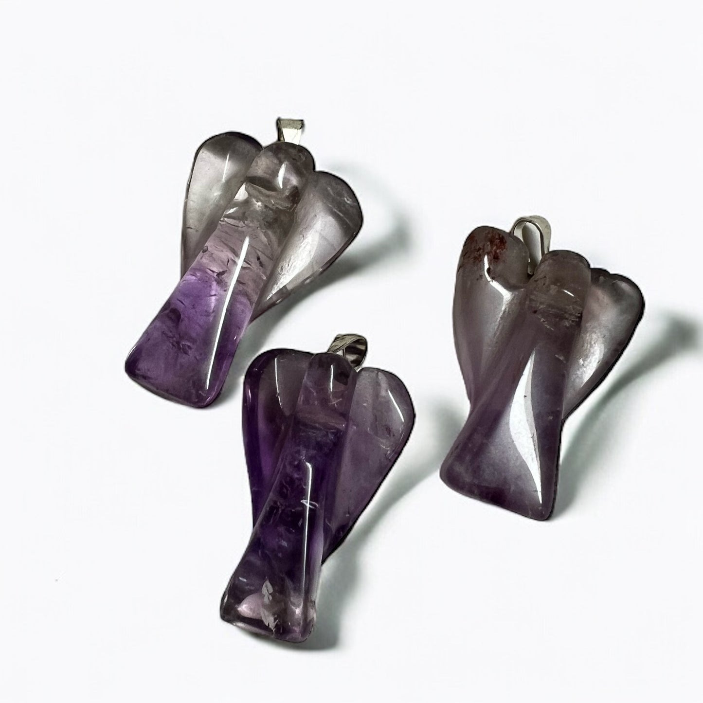 Natural Brazilian Amethyst Angel Crystal Pendant Necklace