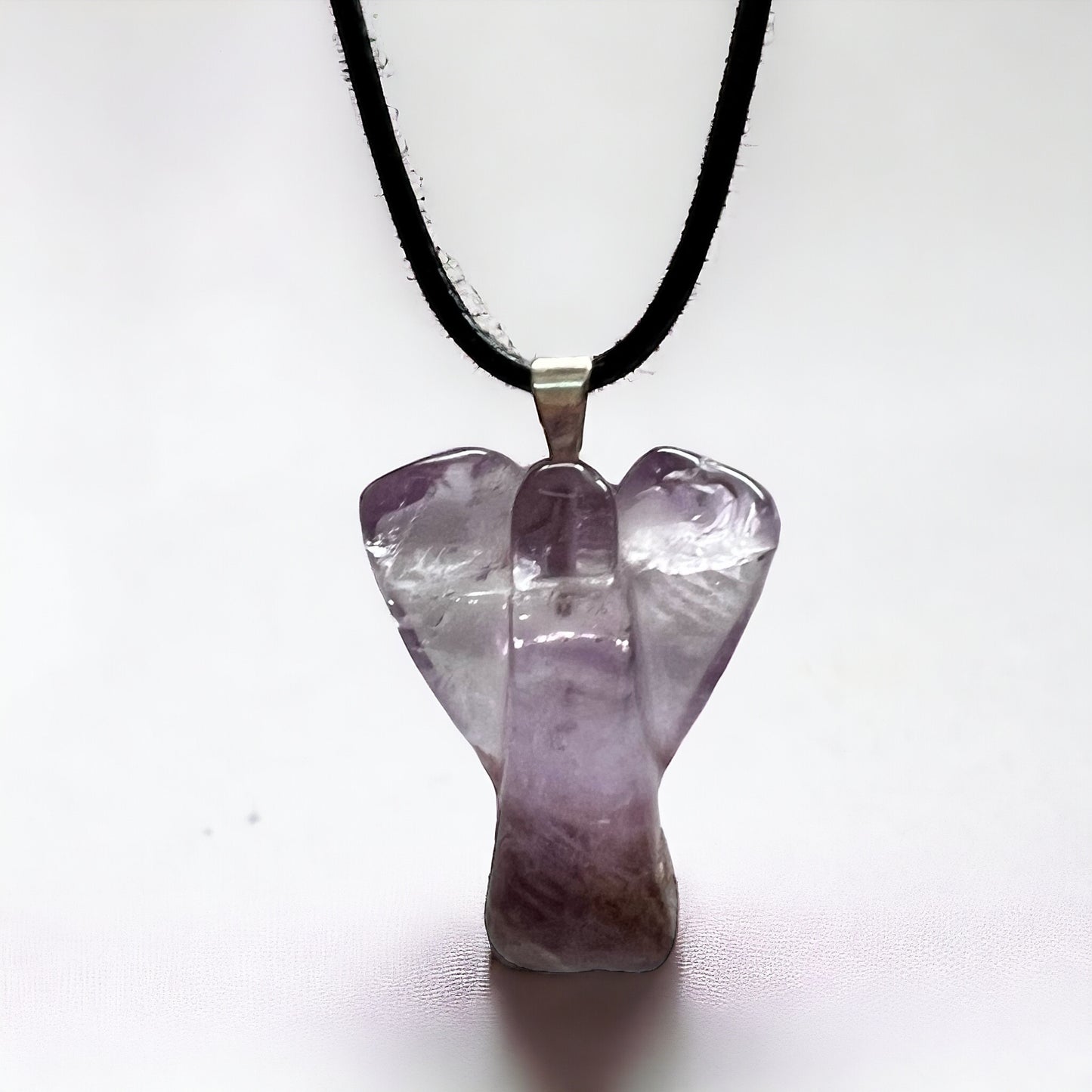 Natural Brazilian Amethyst Angel Crystal Pendant Necklace