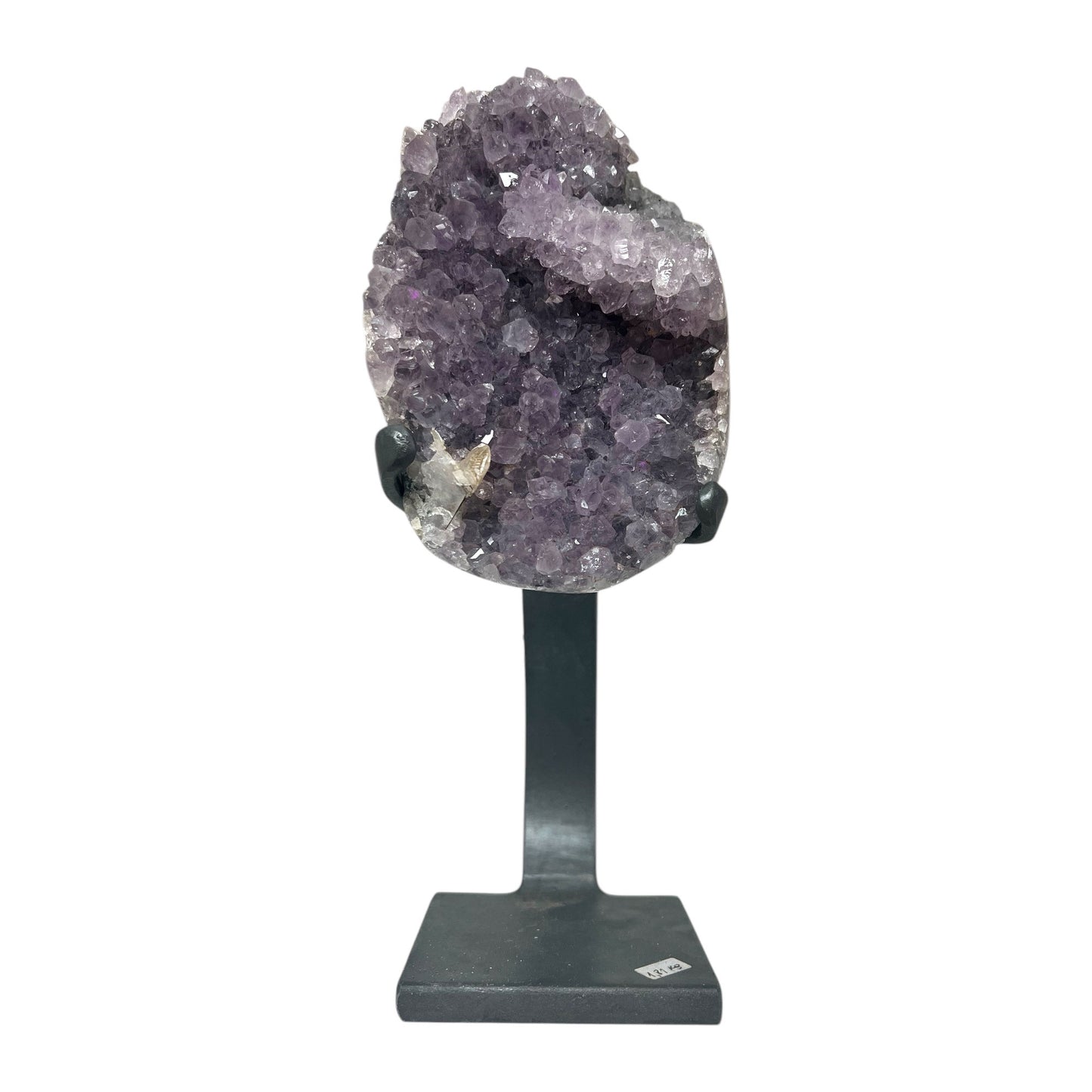 Large Crystal Amethyst Geode On Iron Stand