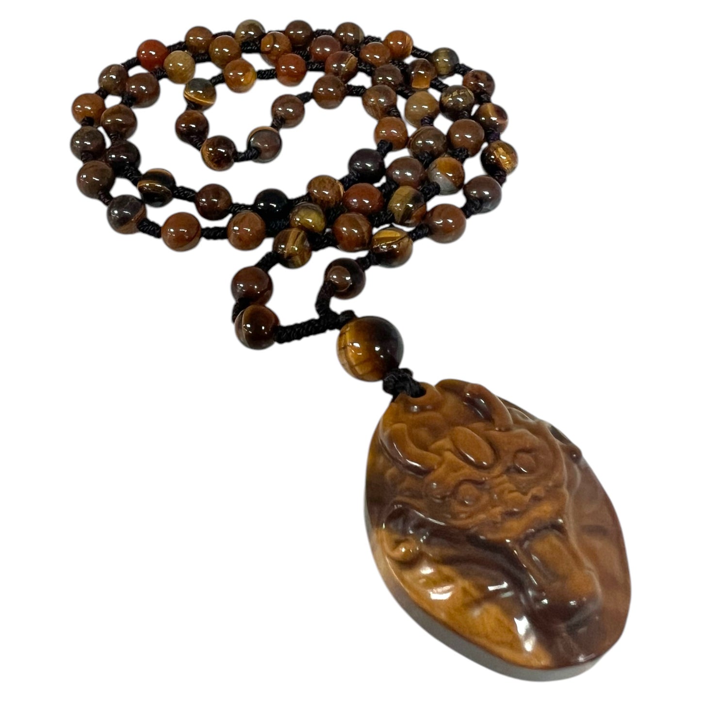 Tiger Eye Crystal Dragon Carving Mala Beads