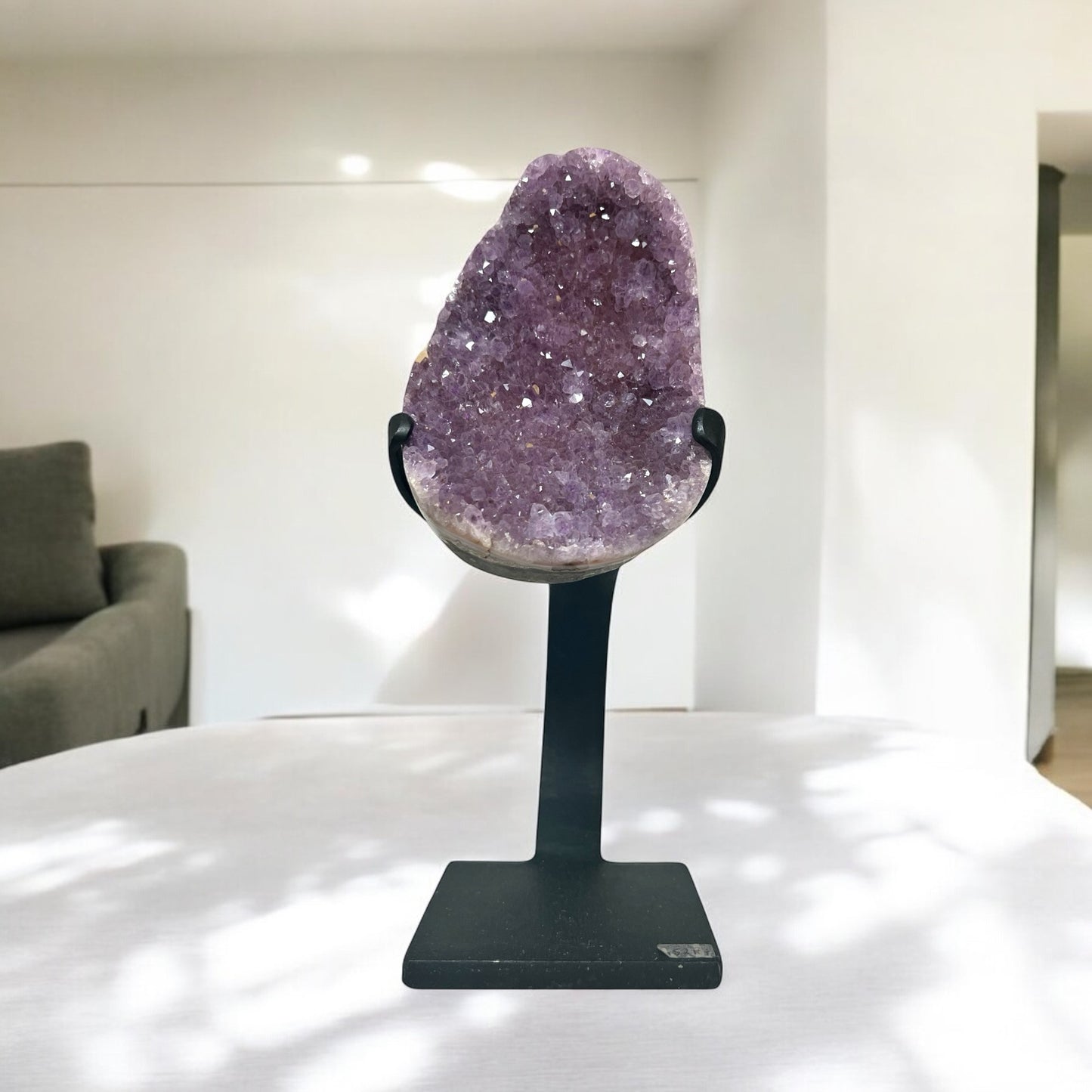 Large Crystal Amethyst Geode On Iron Stand