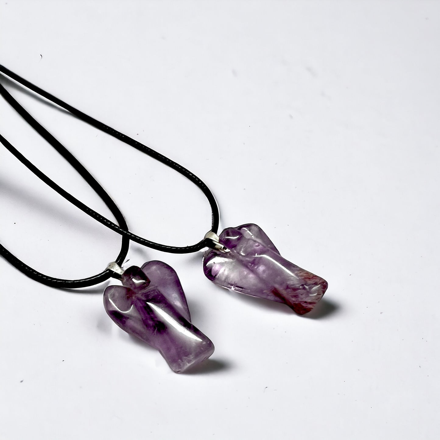Natural Brazilian Amethyst Angel Crystal Pendant Necklace