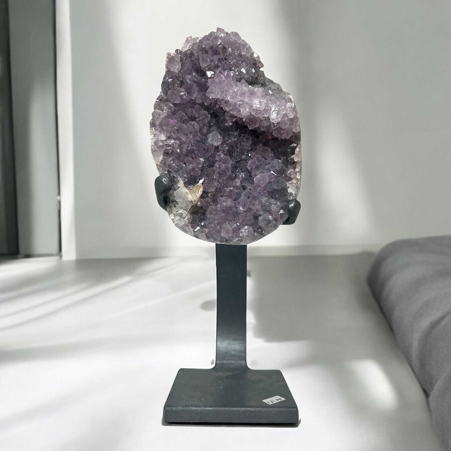 Large Crystal Amethyst Geode On Iron Stand