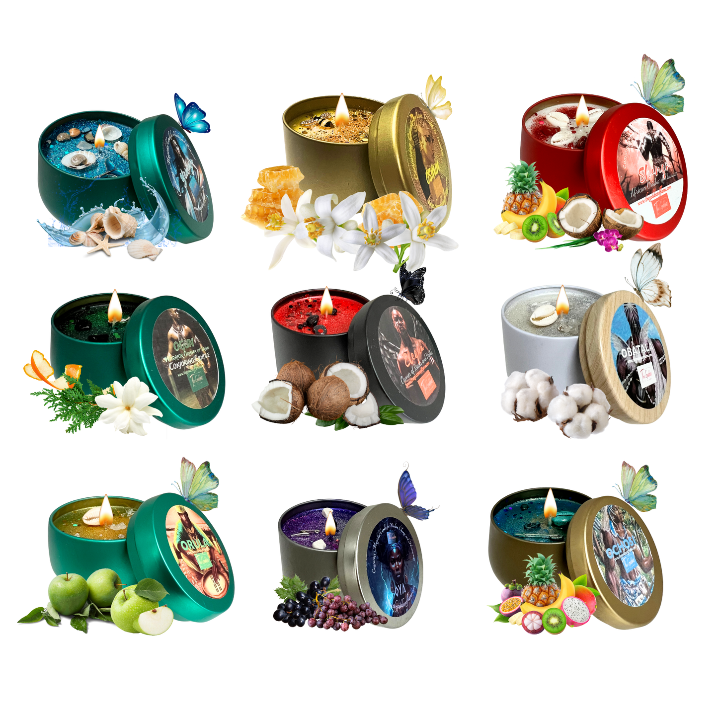 African Orishas Offering Spell Candles Set ( 9pcs)