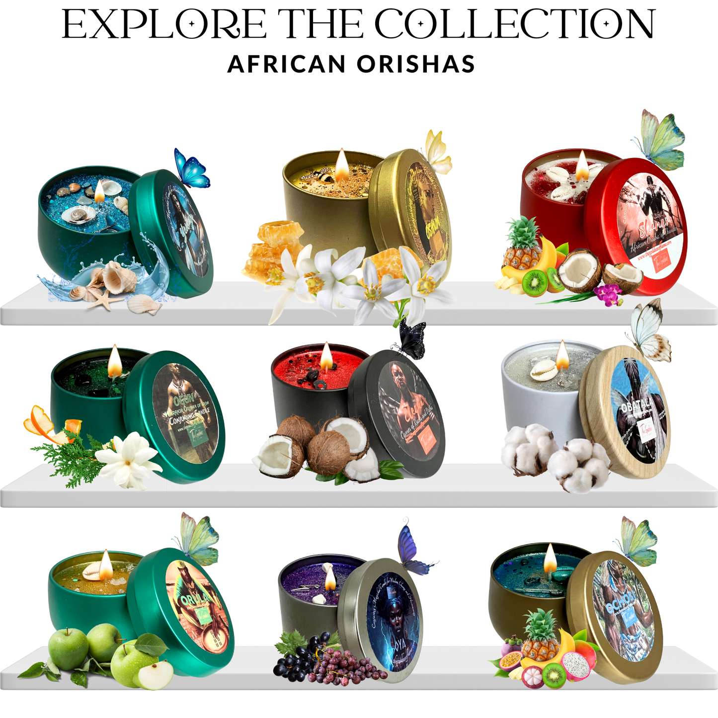 African Orishas Offering Spell Candles Set ( 9pcs)