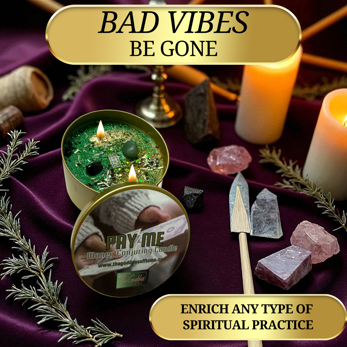 Pay Me Money Drawing Soy Spell Candle – Wealth, Prosperity, Abundance & Financial Security | Wiccan, Pagan, Hoodoo, Magick Conjure
