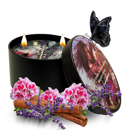 Protection Candle – Spiritual Cleansing & Energy Shield Ritual Candle with Crystals & Herbs | Hand-Poured Soy Wax