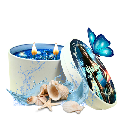 Yemaya Offering Candle – Ocean Goddess Ritual Candle for Healing, Love & Protection | Hand-Poured Soy Wax with Crystals & Herbs