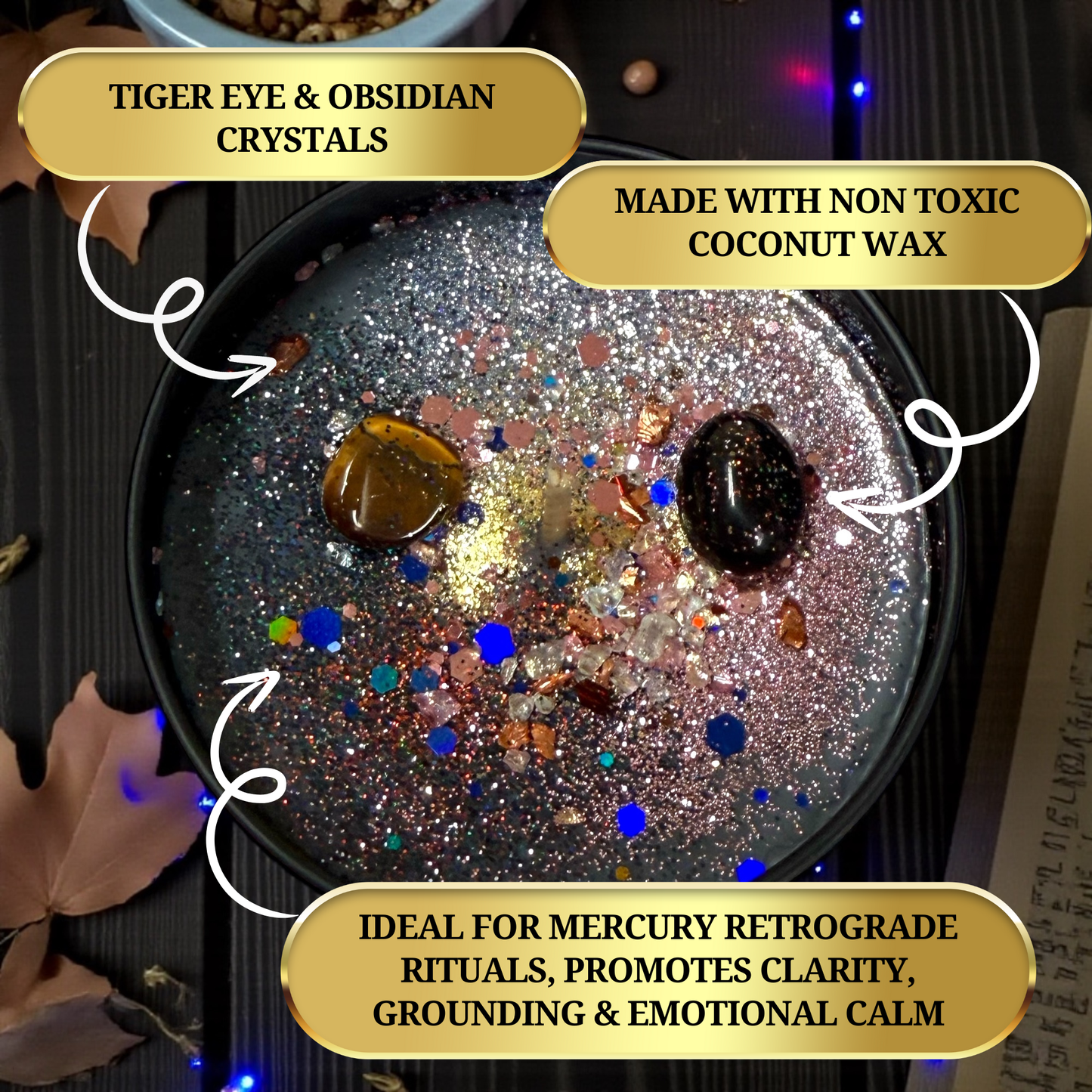 Mercury Retrograde intention candle on altar