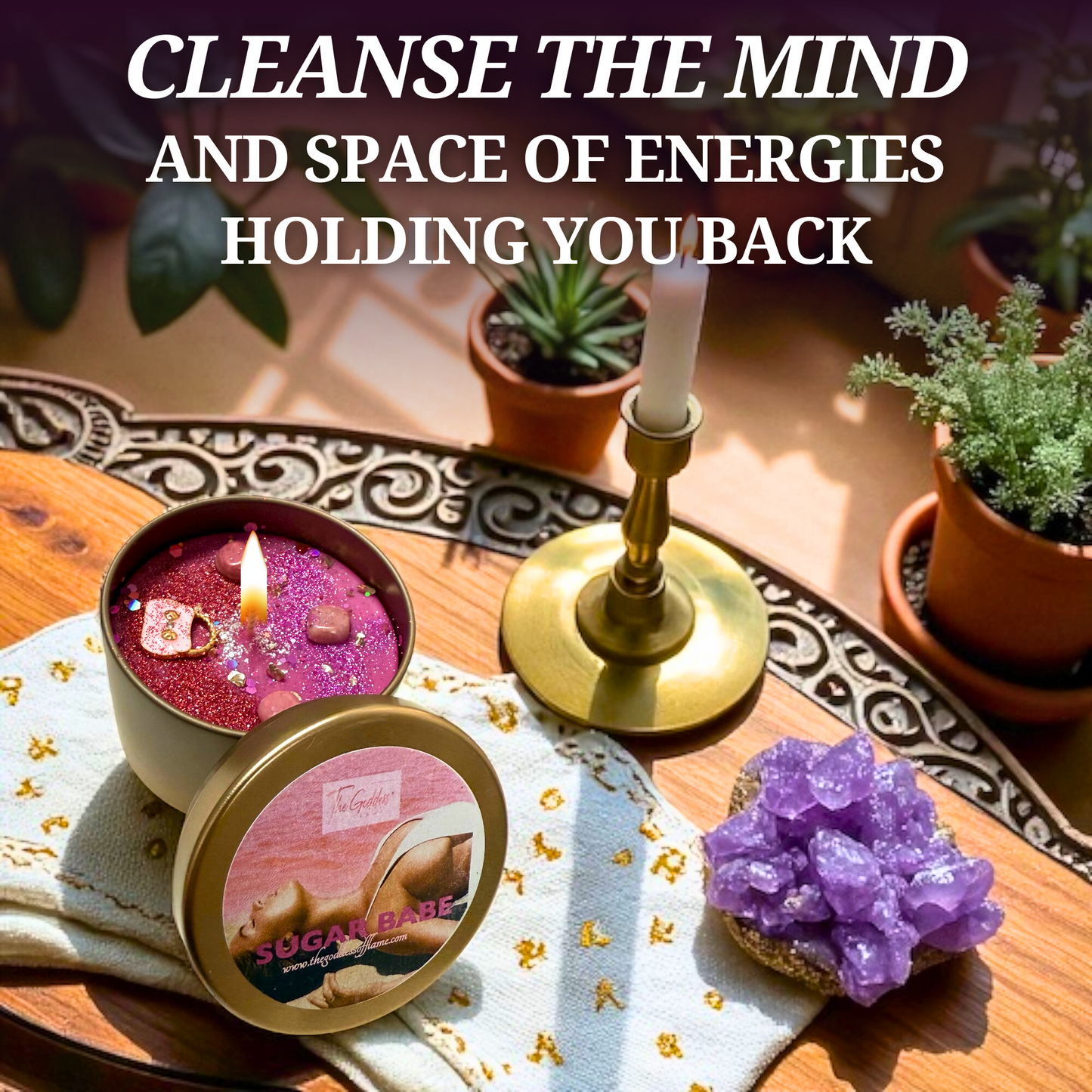 Sugar Babe Spell Candle – Luxury Manifestation Candle with Rhodonite Crystal & Charm