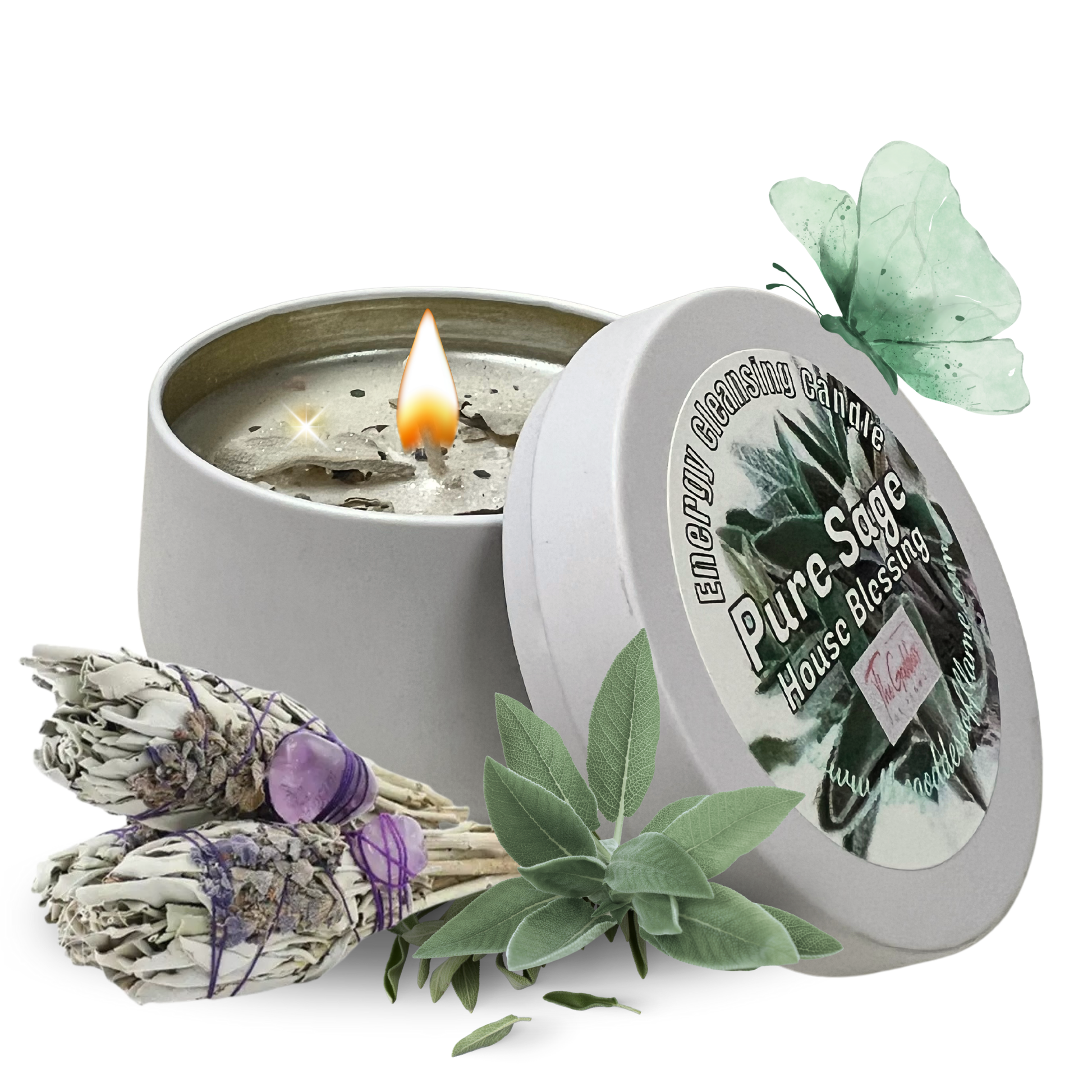 Pure Sage Candle for Spiritual Cleansing and Protection