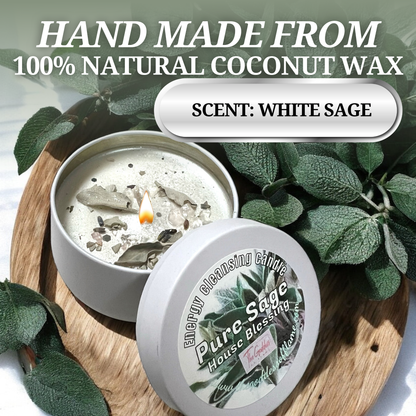 Hand-Poured Soy Blend Sage Candle for Energy Clearing