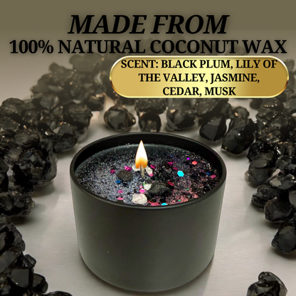 Hand-poured Grounding Candle with Smoky Quartz crystal for grounding energy