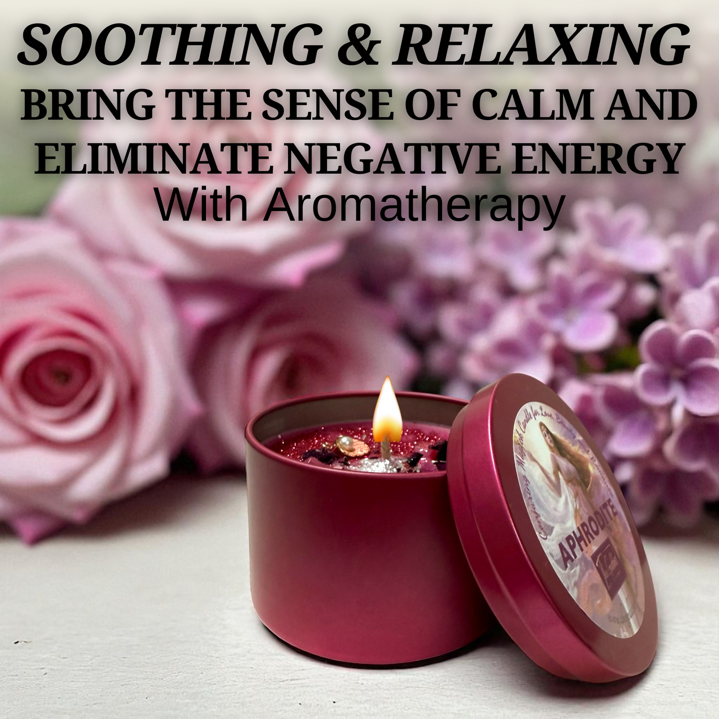 Aphrodite Spell Candle – Love, Self-Love & Romance Ritual Candle with Crystals & Rose Petals