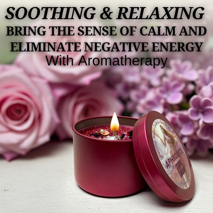 Aphrodite Spell Candle – Love, Self-Love & Romance Ritual Candle with Crystals & Rose Petals