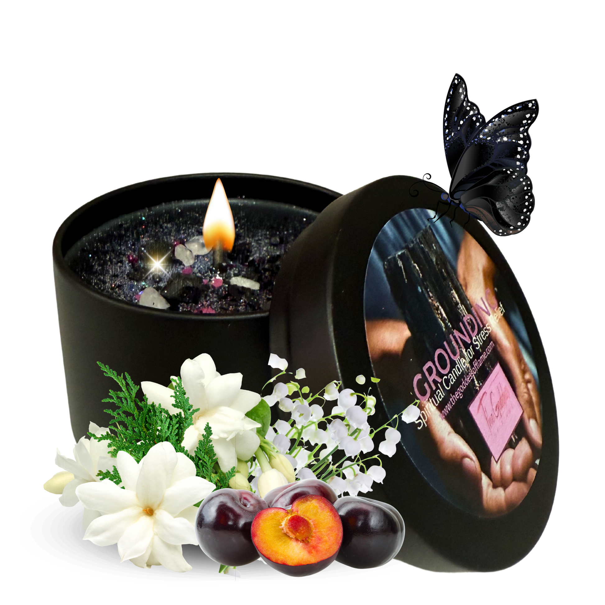 Grounding Candle – Root Chakra crystal candle made with vegan coconut wax