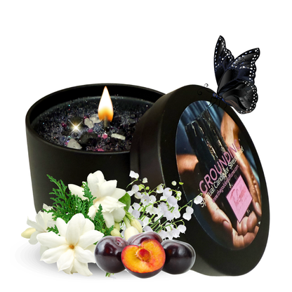 Grounding Candle – Root Chakra crystal candle made with vegan coconut wax