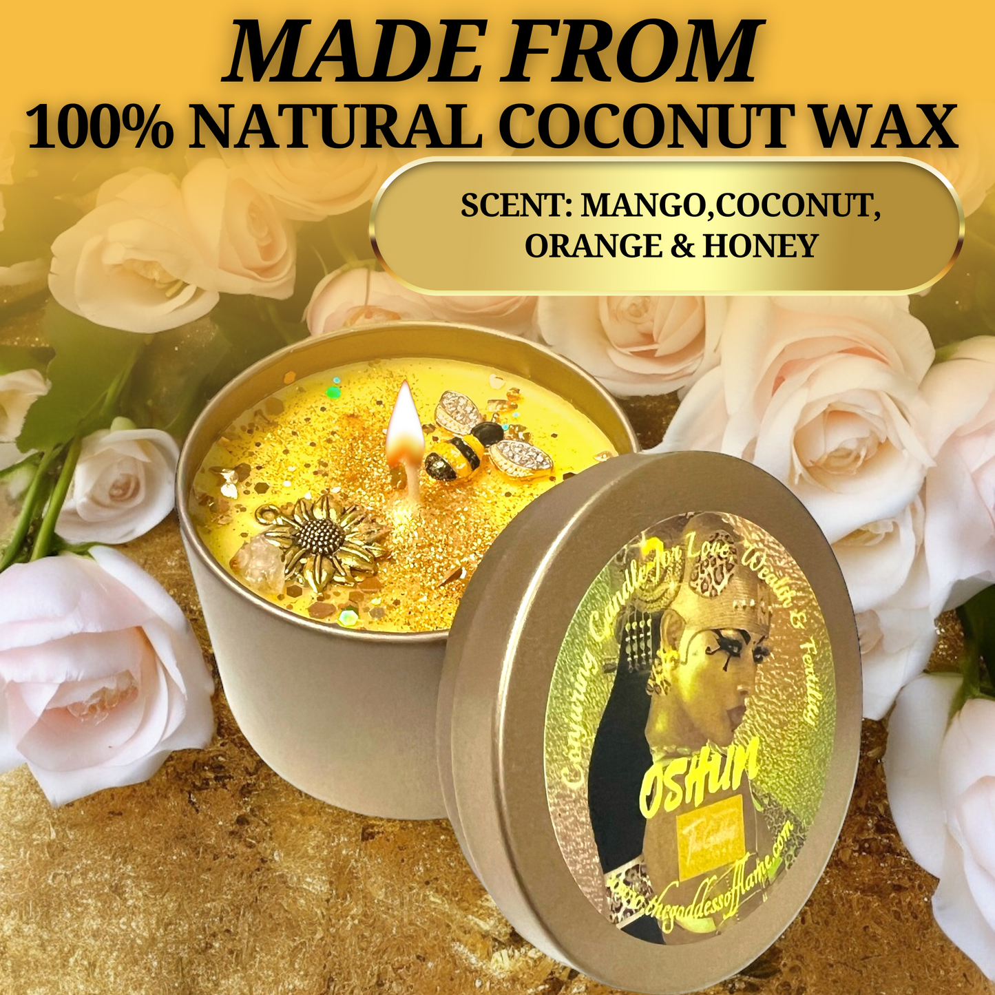 Oshun Conjuring Spell Candle for Love, Wealth, Fertility and Marriage