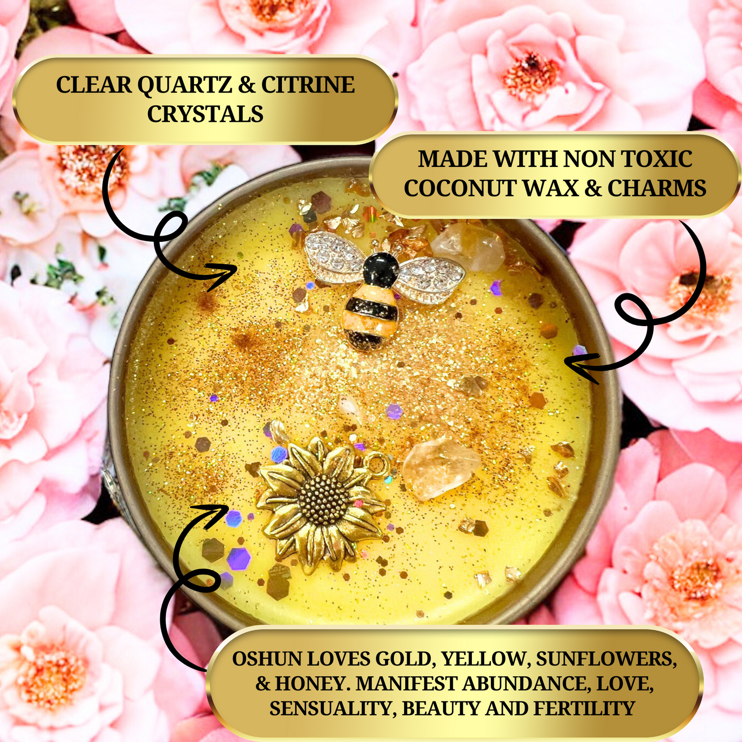 Oshun Conjuring Spell Candle for Love, Wealth, Fertility and Marriage