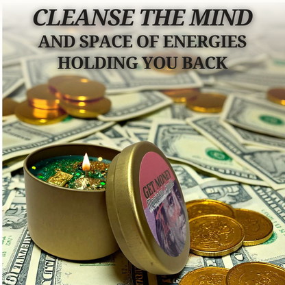 Get Money Candle – Spell & Ritual Candle for Wealth, Prosperity & Success | Spiritual Soy Wax Candle with Crystals & Herbs
