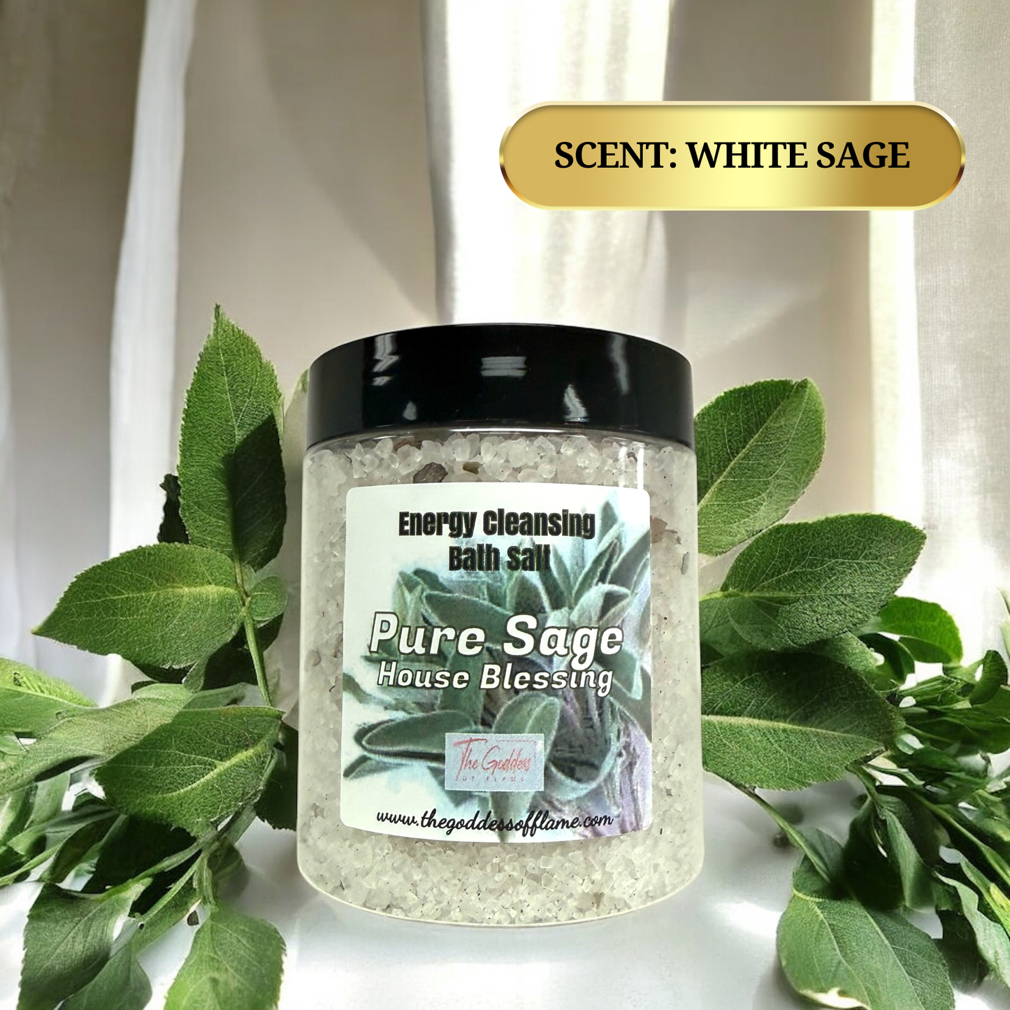 Ritual bath salt made with sage for clearing negative energy