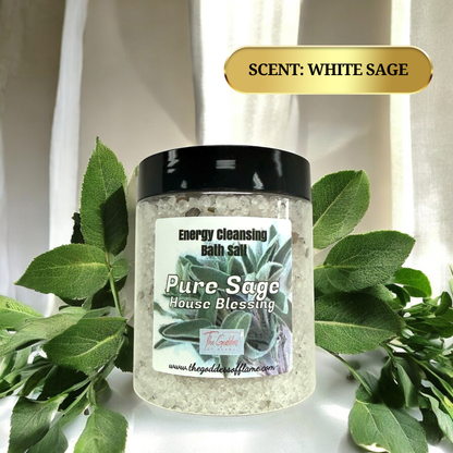 Ritual bath salt made with sage for clearing negative energy