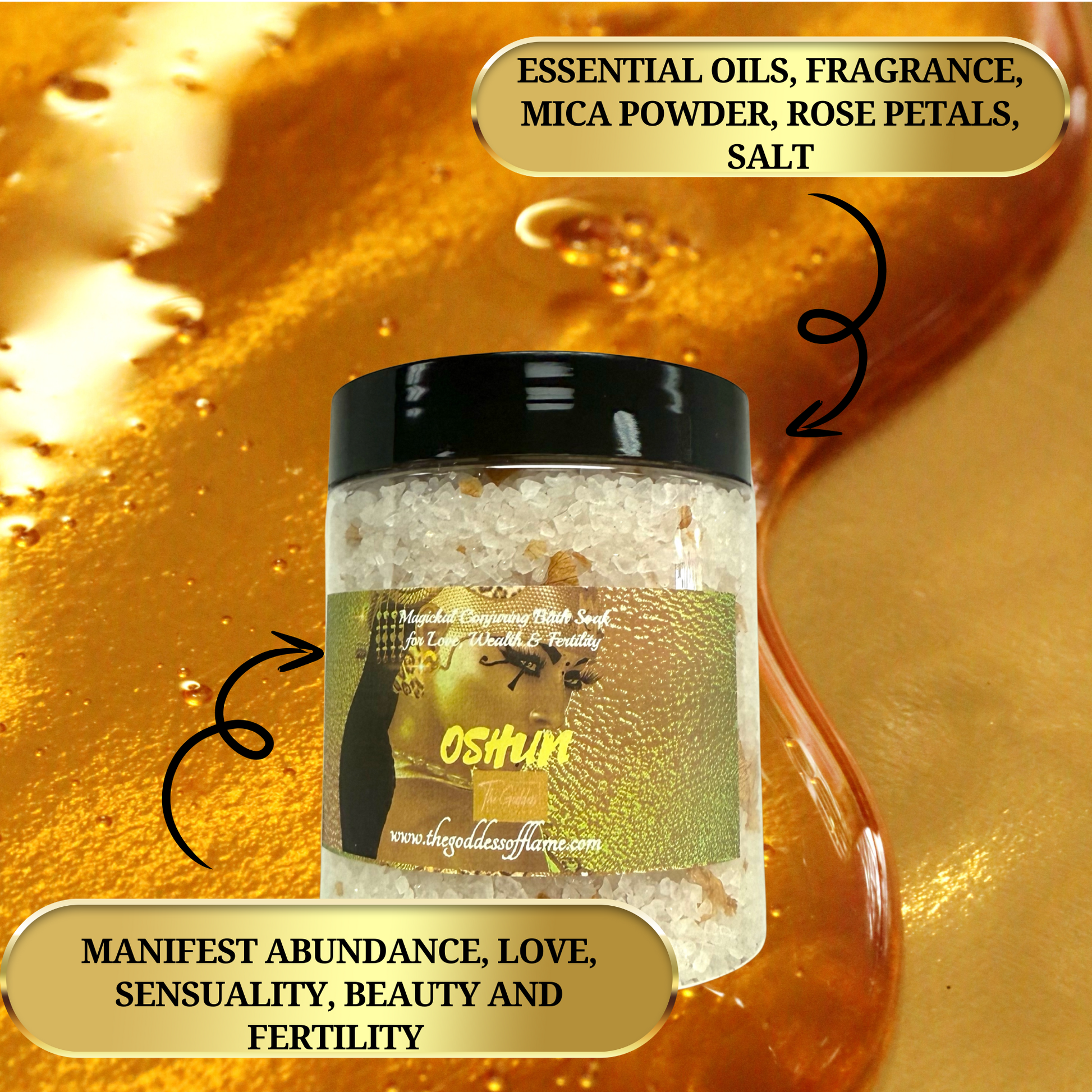 Oshun bath soak for prosperity, beauty, and emotional healing