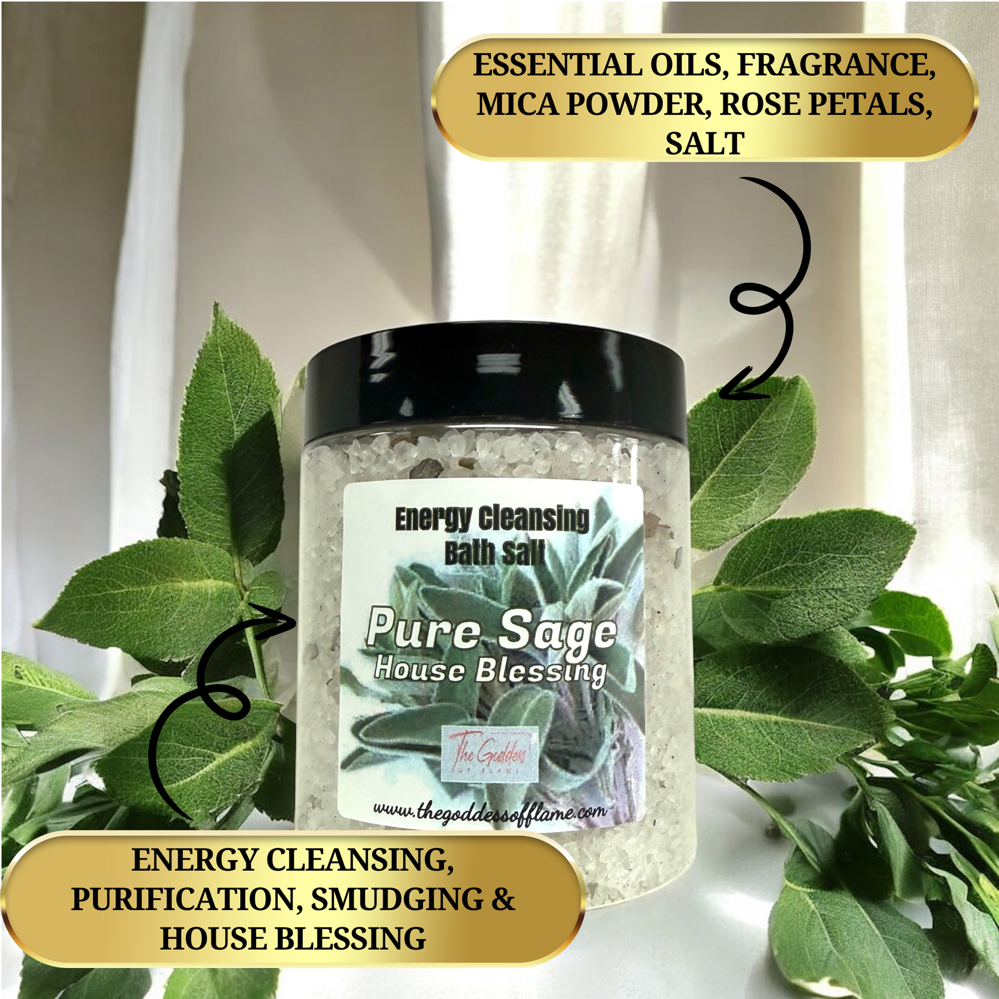 Pure sage bath soak for protection and energetic reset