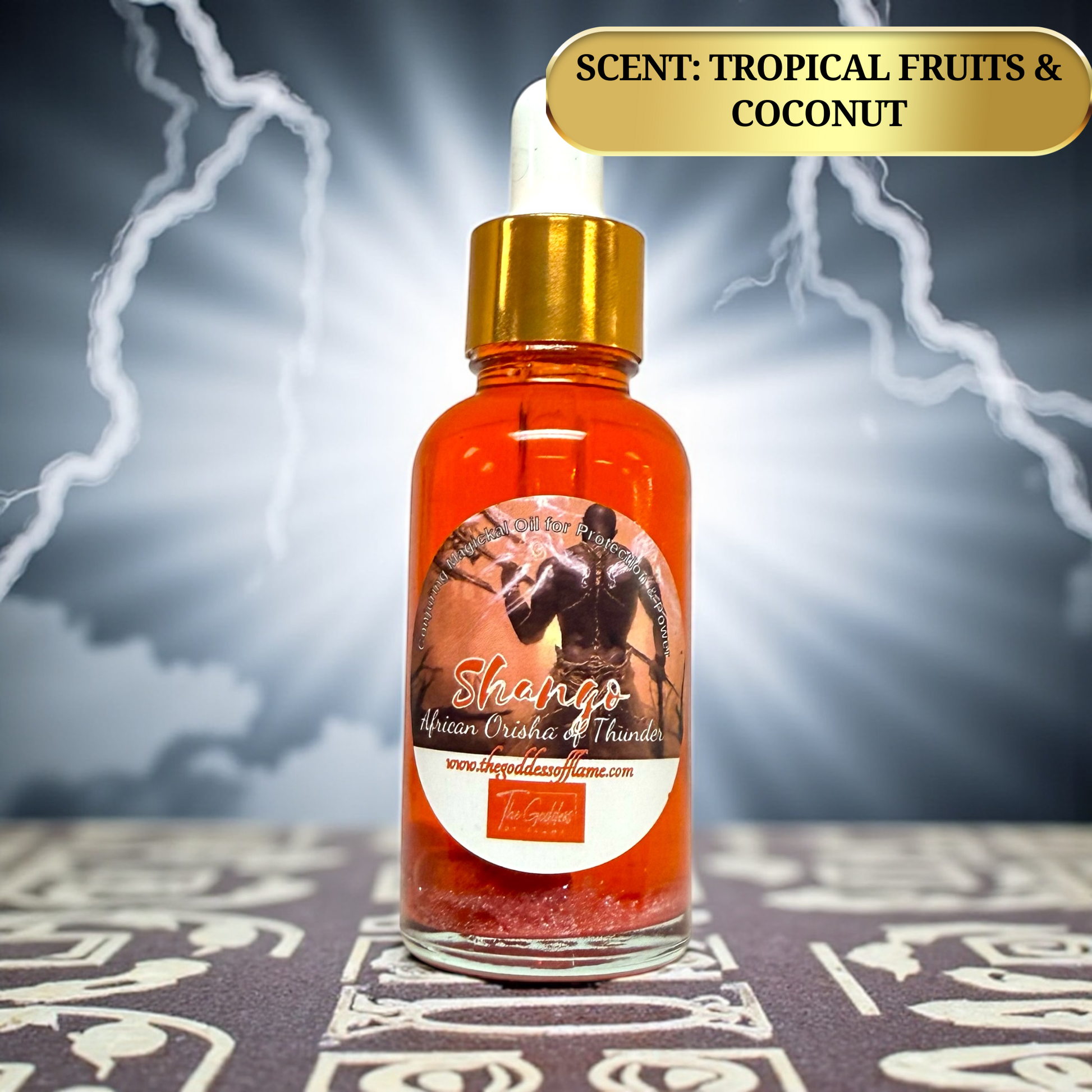 Glass dropper bottle Orisha Shango spiritual oil