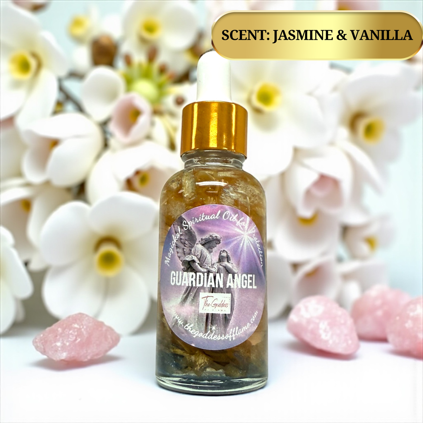 Glass dropper bottle angel protection ritual oil