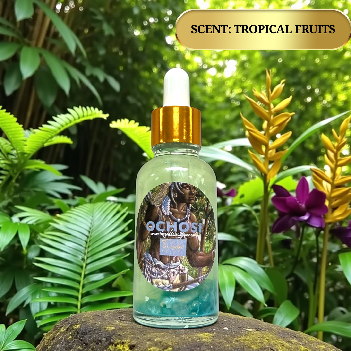 Glass dropper bottle Orisha Ochosi spiritual oil