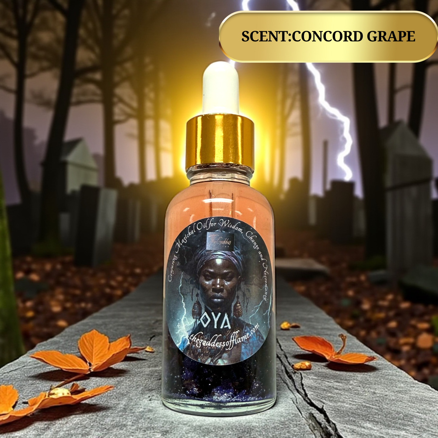 Glass dropper bottle Orisha Oya spiritual oil