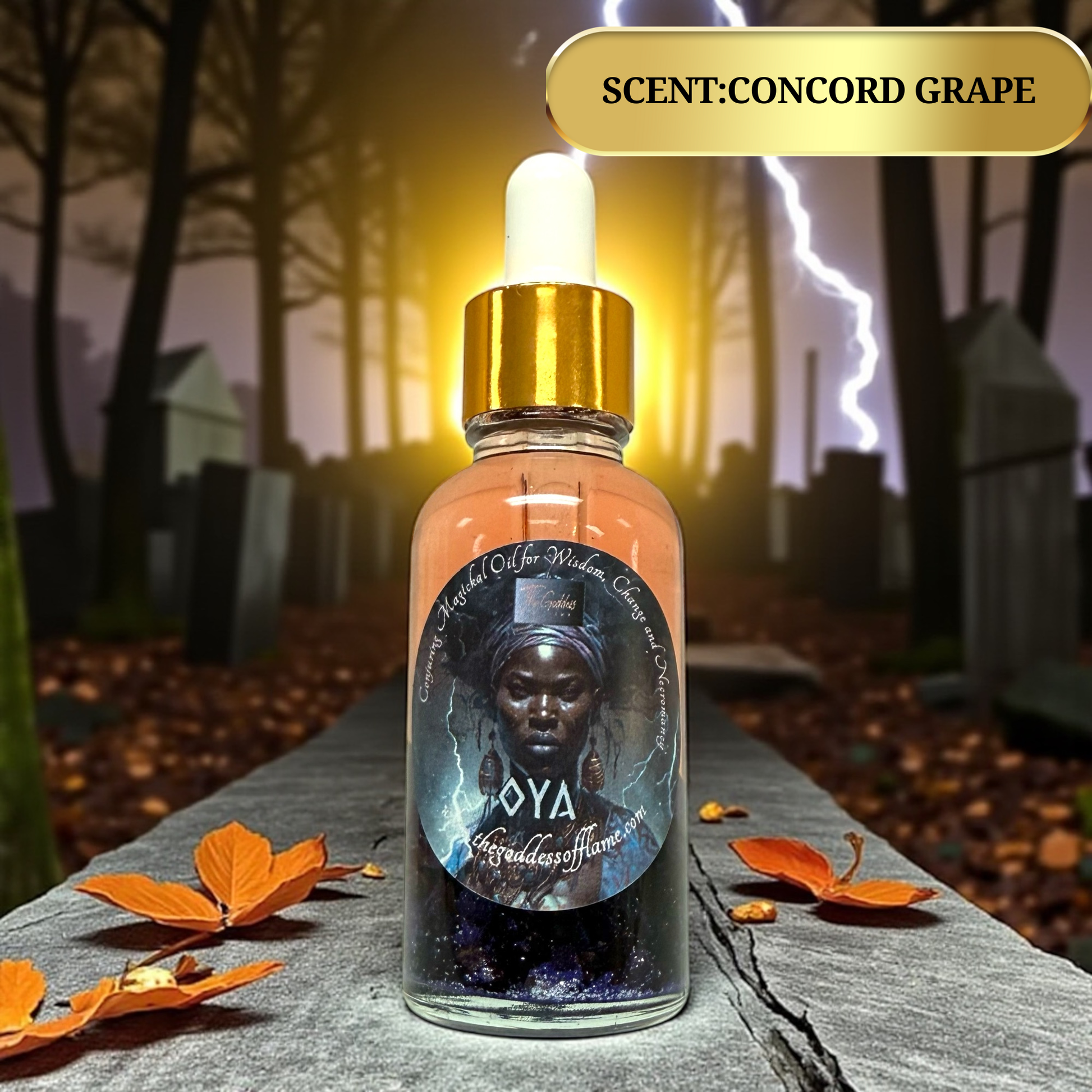 Glass dropper bottle Orisha Oya spiritual oil