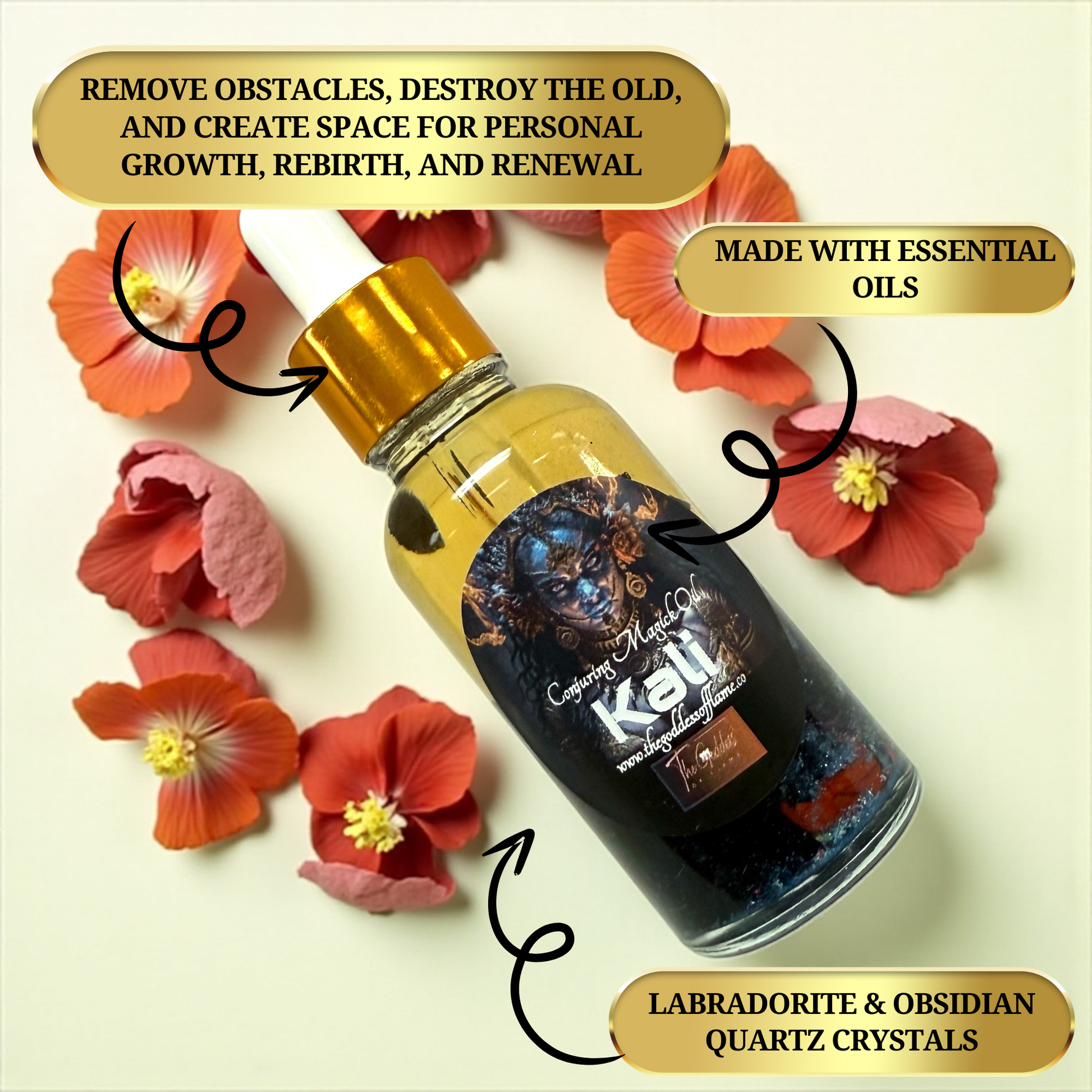 Close up of Kali Ma ritual oil with coconut oil base