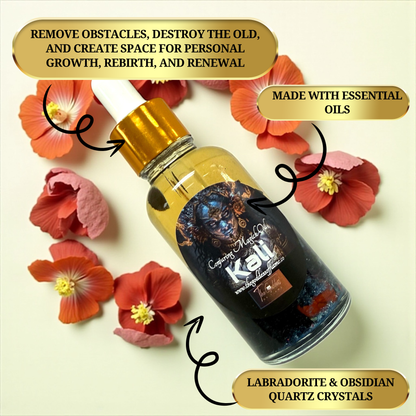 Close up of Kali Ma ritual oil with coconut oil base