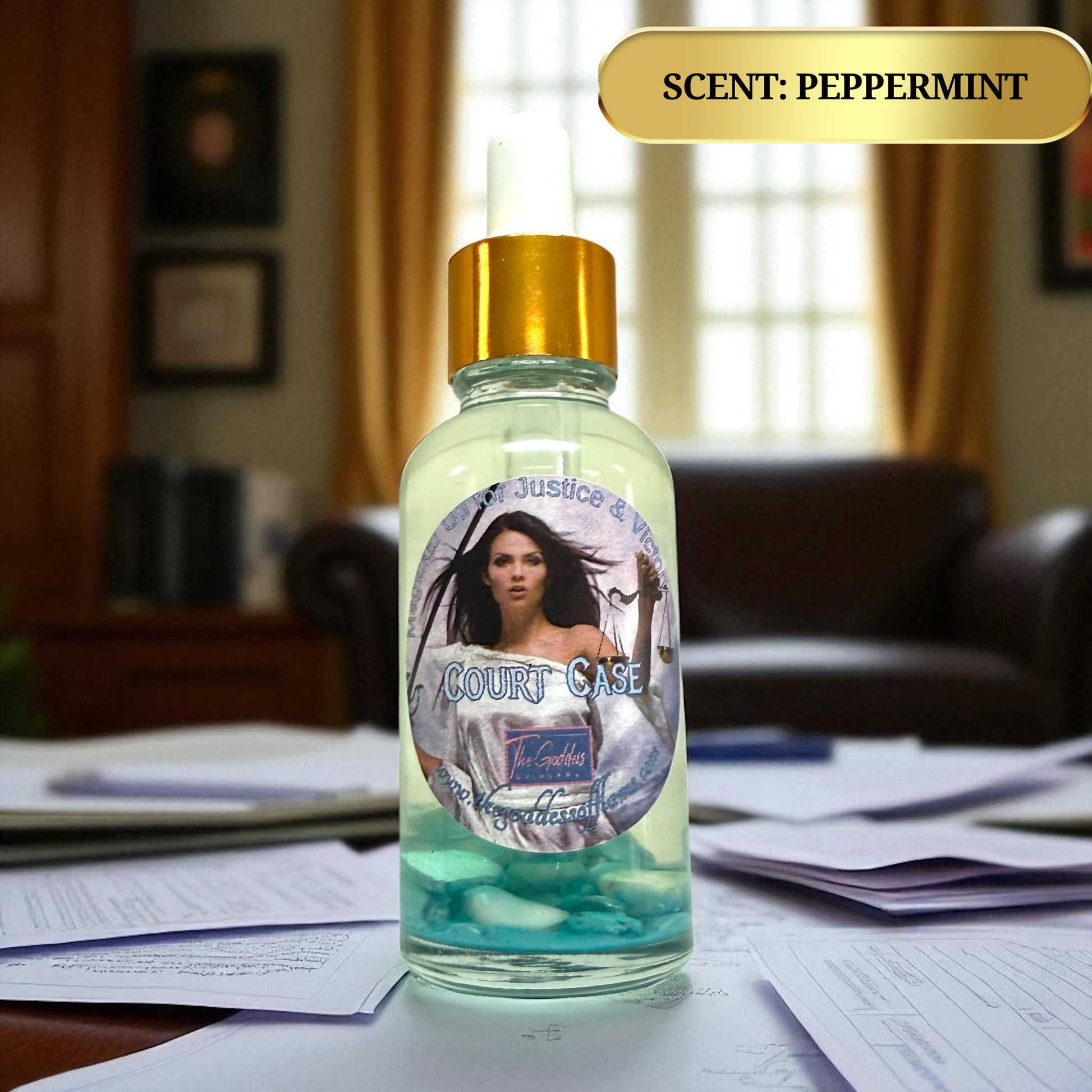 Glass dropper bottle justice ritual oil for legal matters