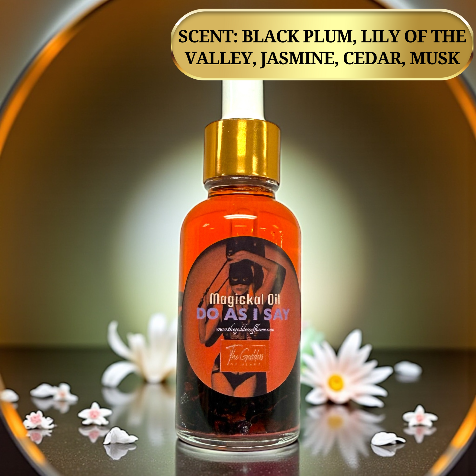 Glass dropper bottle spiritual oil for candle magic and personal power rituals