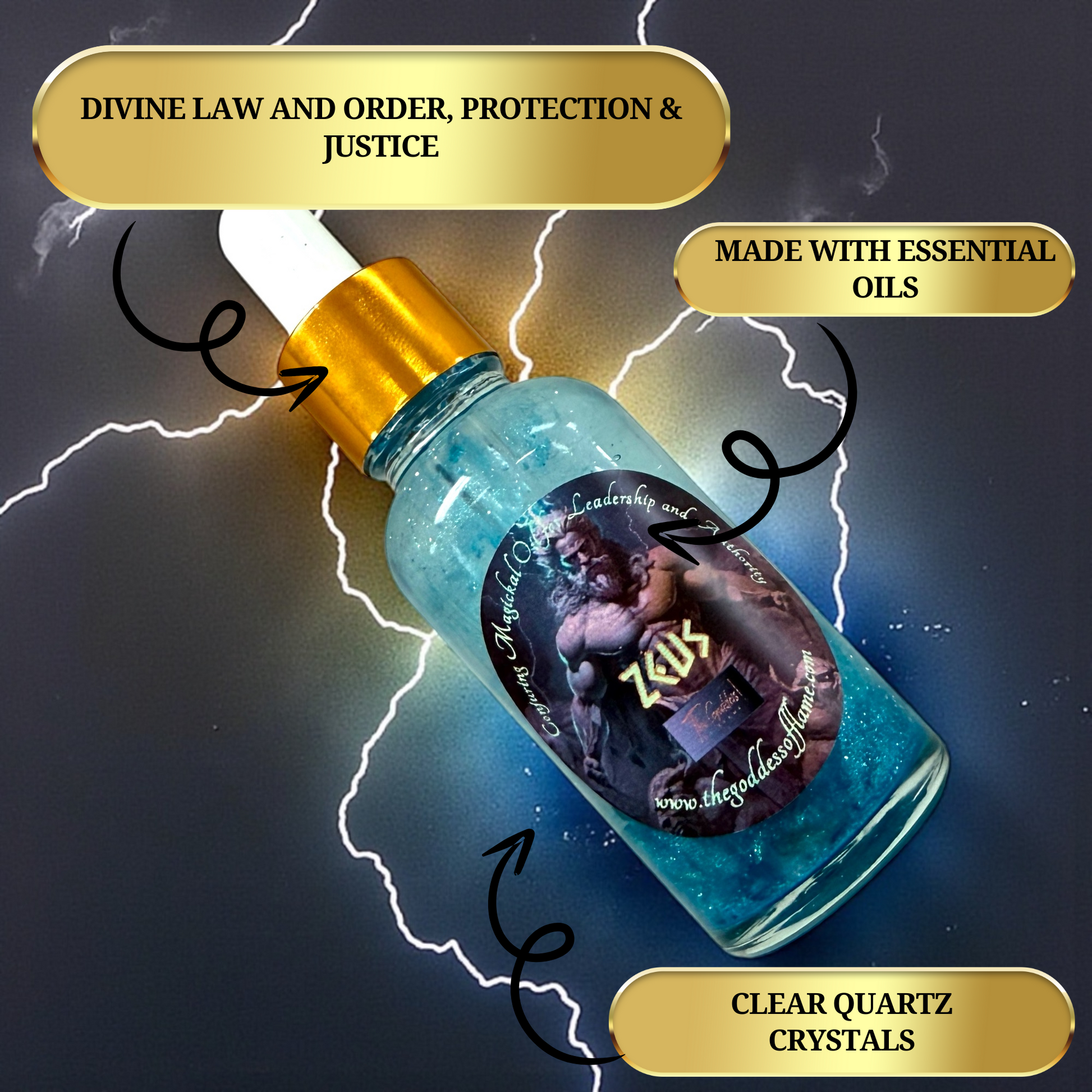 Greek God Zeus ritual oil for strength and confidence