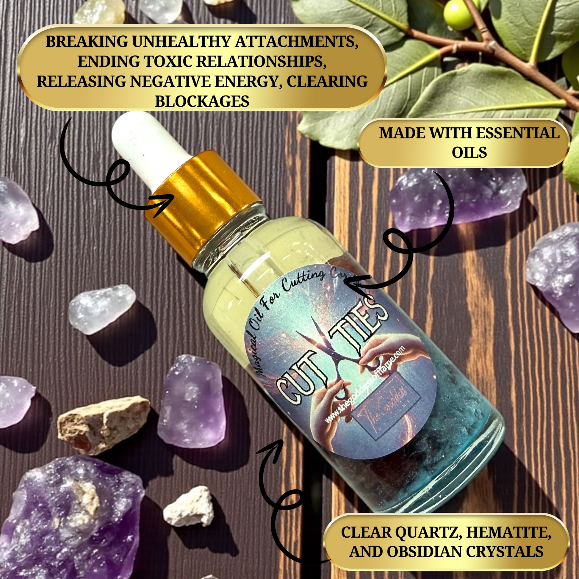 Glass dropper bottle cord cutting spiritual oil